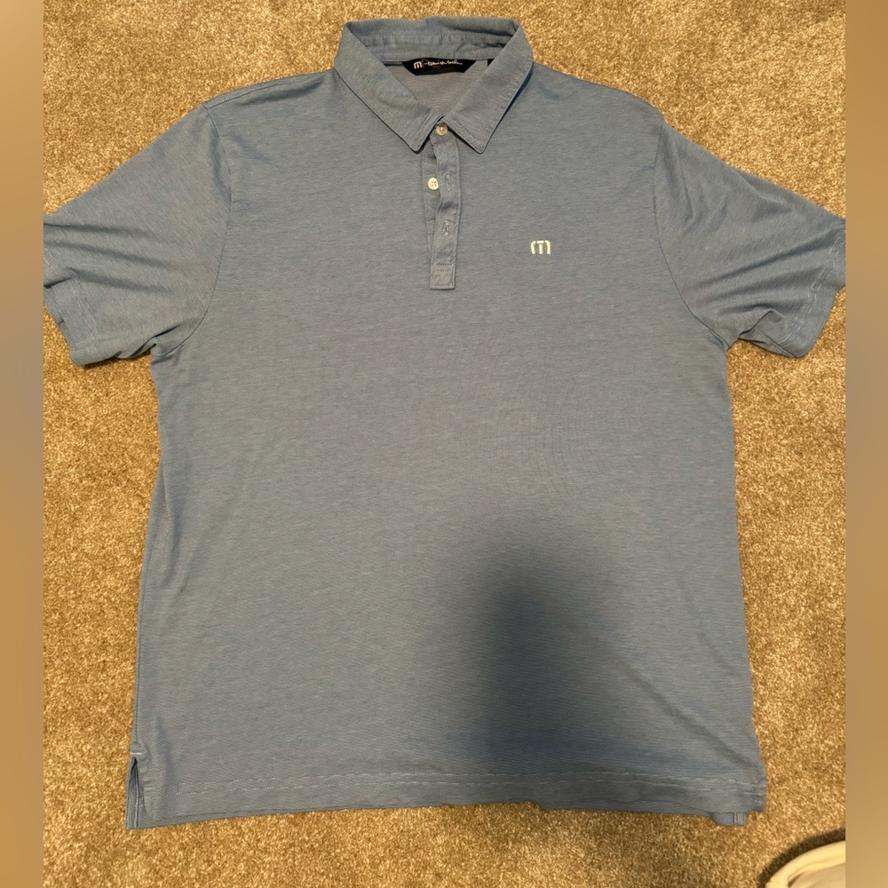 Travis Mathew - Blue / White Stripe Golf Polo - Size L